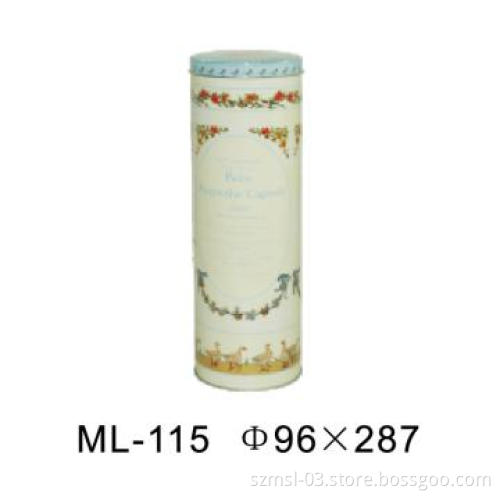 round tea tin box with different height